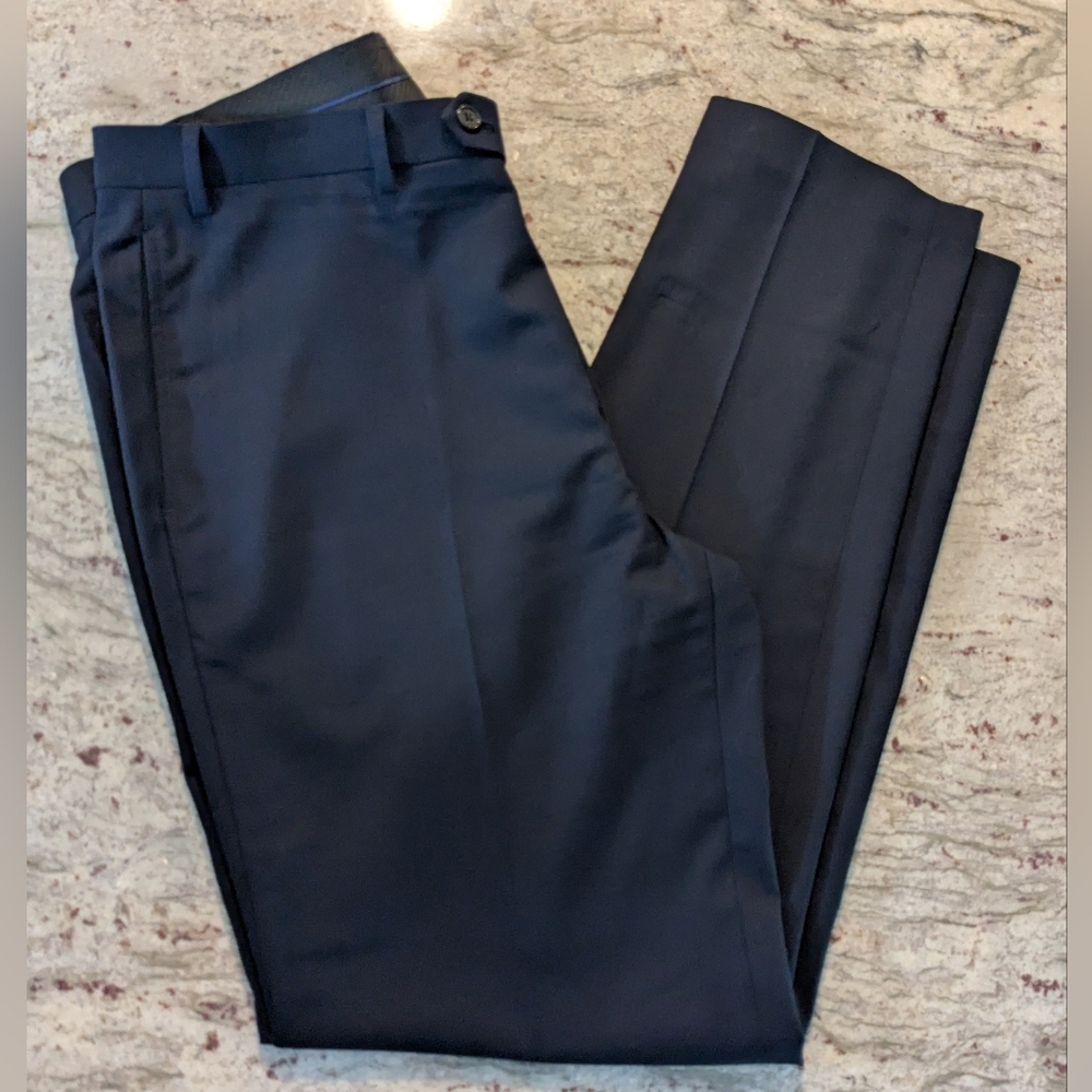 Lauren Ralph Lauren 38W 34L DRESS PANTS TROUSERS Navy Flat Front Business EUC